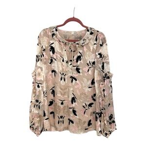 Elie Tahari The Ana Floral Ruffle Blouse XL